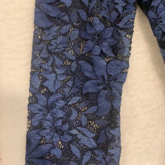 Max Mara dress. 2” above Knee length, Denim, navy lace, with 3” slit back. - Picture 3 of 7